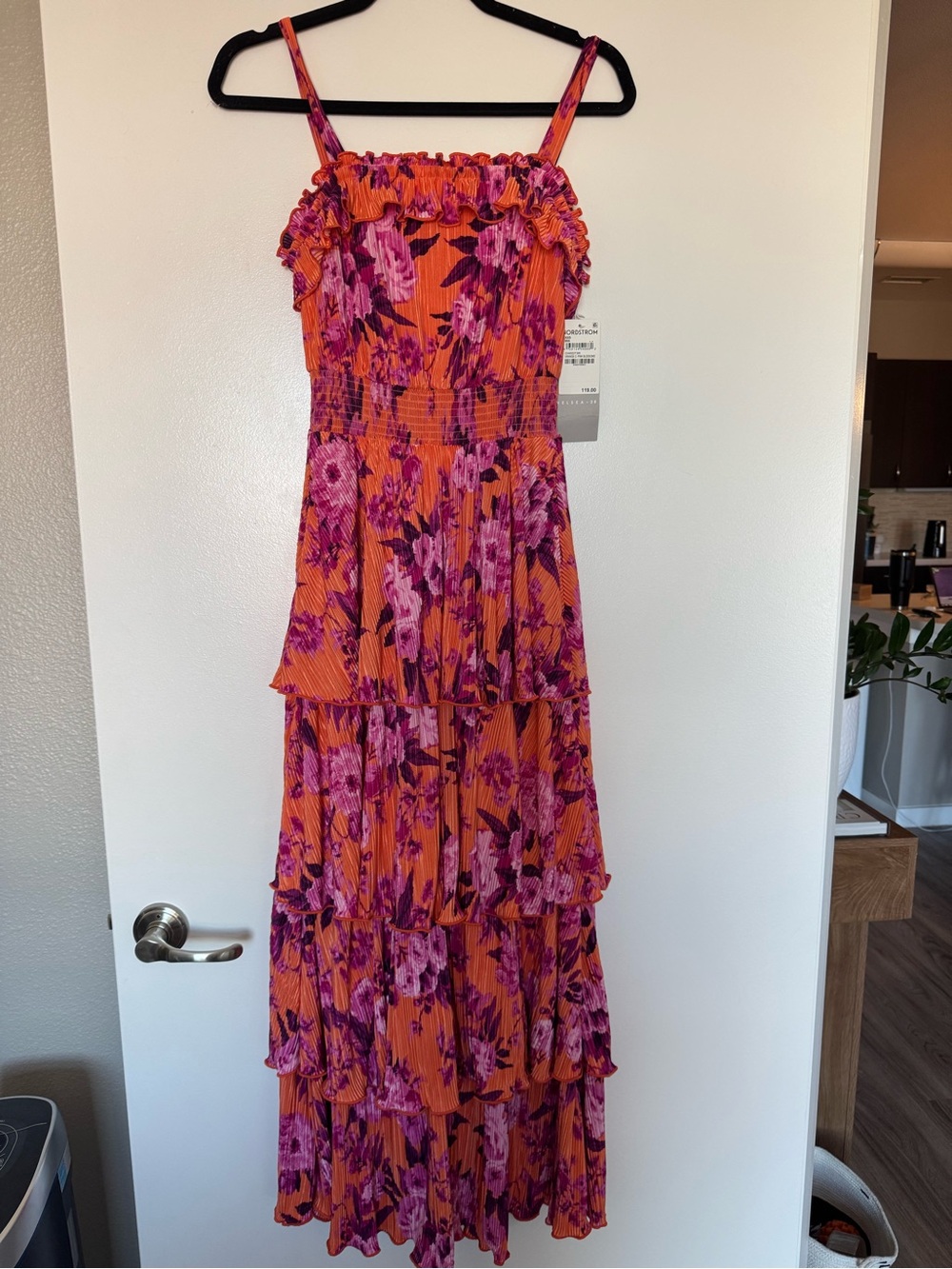 Chelsea28 Orange Maxi Dress with Pink Floral Print